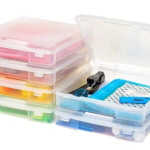 Iris Clear Stackable Plastic Storage Boxes fits 12x12 paper-